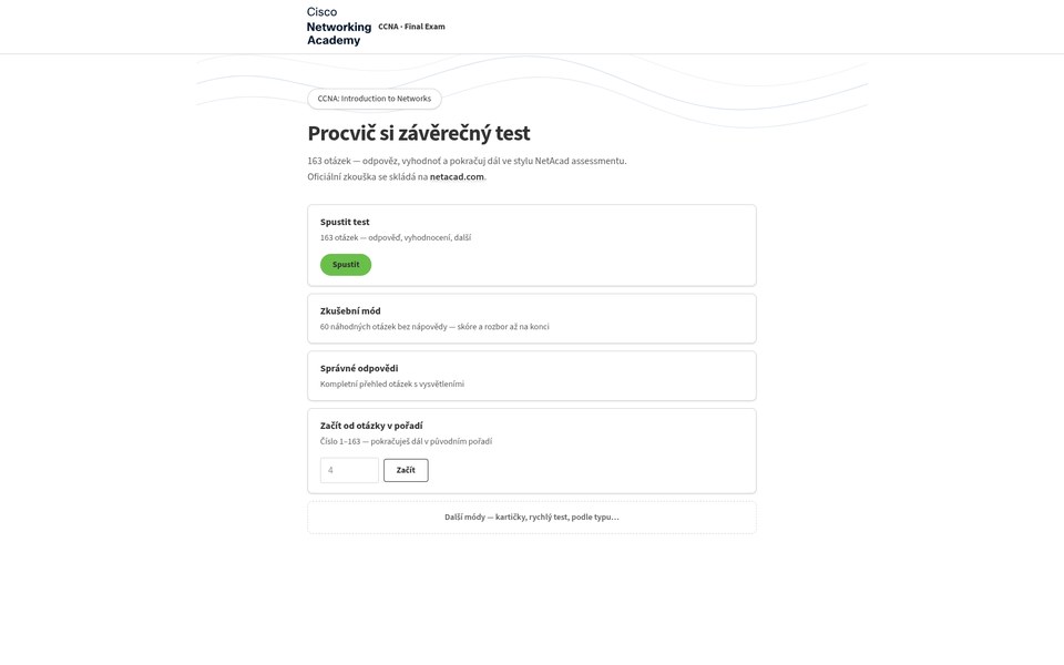 Úvodní stránka exam-help.website — CCNA Test Trainer