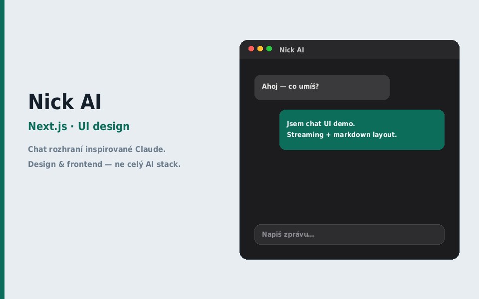 Nick AI — chat UI design v Next.js
