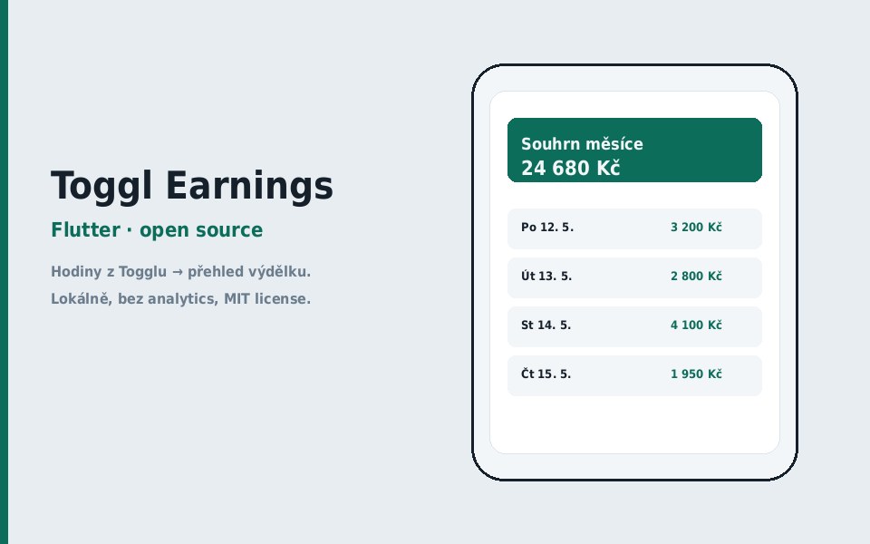 Toggl Earnings — Flutter app pro přehled výdělku